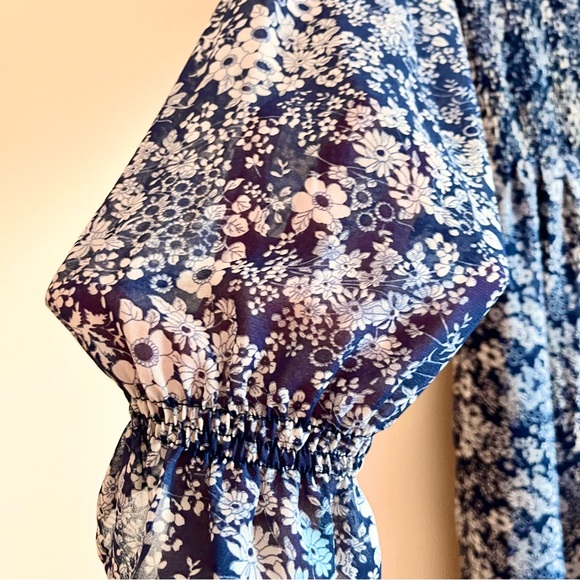 ASOS Floral Smocked Jumpsuit Size 4 Cottagecore Prairie Romantic Long Sleeve - Picture 4 of 10